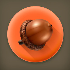 Wall Mural - acorn, long shadow vector icon