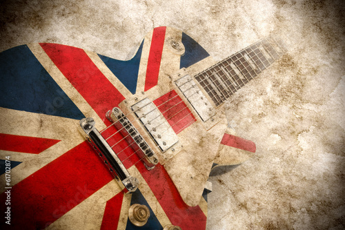 Naklejka na szafę grunge british pop guitar