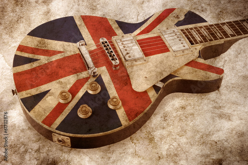 Obraz na płótnie canvas czteroczęściowy "tetraptyk" Grunge brit pop gitara