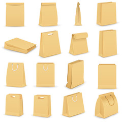 vector illustration of collection of brown paper bag