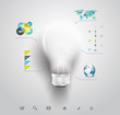 © Elena R - Creative light bulb with application icons.