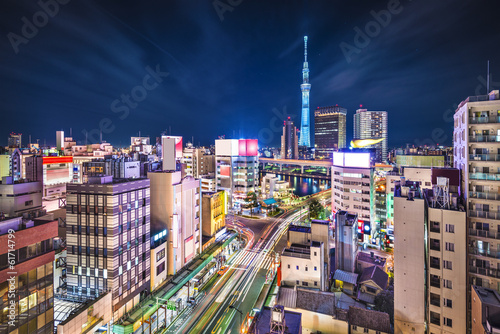 Tapeta ścienna Tokio, Japonia cityscape na sumida w tokio skytree