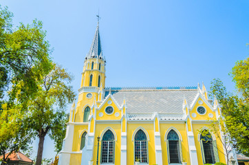 Canvas Print - Wat Niwet Thammaprawat Temple Church in ayutthaya Thailand