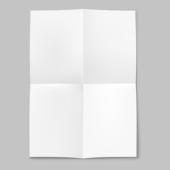 Blank sheet of paper folded in four