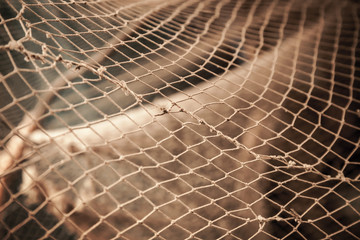 Old fishing net. Photo with shallow depth of field