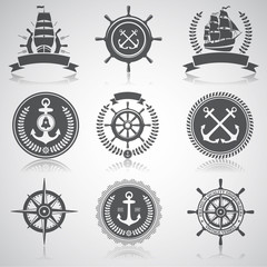 Wall Mural - Set of nautical emblems, labels and esignaed elements, №5