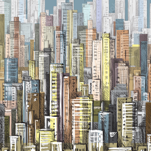 Nowoczesny obraz na płótnie Cityscape. Hand drawn vector