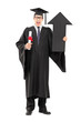 © Ljupco Smokovski - Male graduate student holding diploma and big arrow pointing up