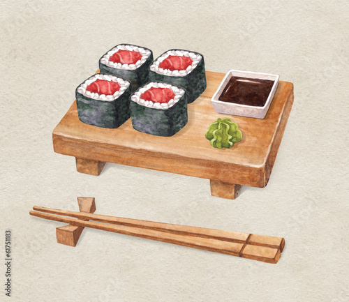 Tapeta ścienna Pyszne sushi. 