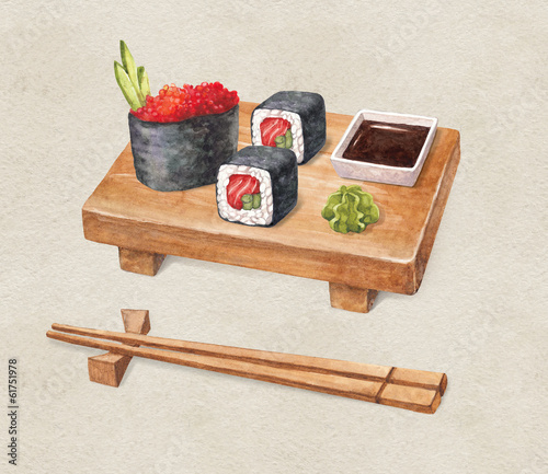 Fotoboard na płycie Pyszne sushi. 