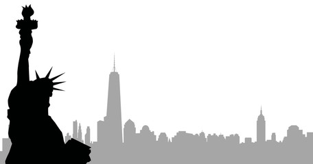 Wall Mural - Statue of Liberty & New Yourk-Vector