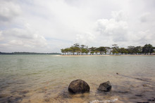 Changi Point Beach With Ubin Island View