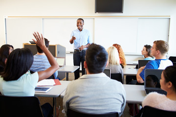 Wall Mural - male tutor teaching university students in classroom