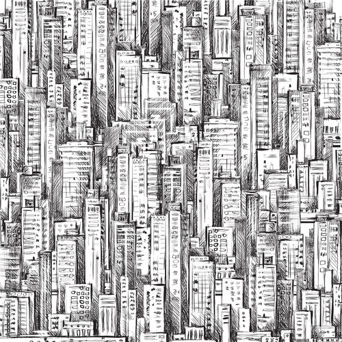 Nowoczesny obraz na płótnie Cityscape. Hand drawn vector