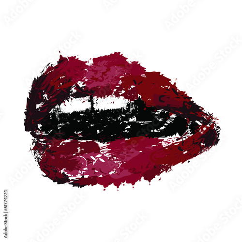 Fototapeta do kuchni mouth with teeth, lips drawn in style of brush, oil paint