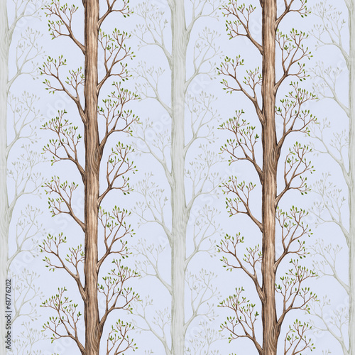 Naklejka na szafę Seamless pattern with a watercolor tree illustration