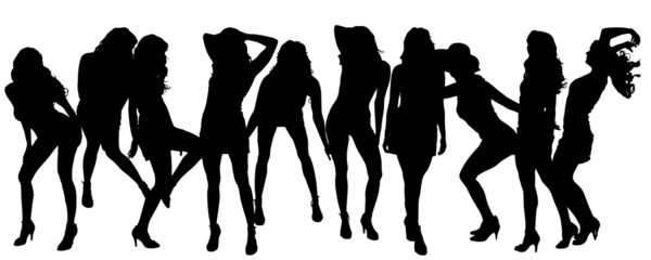 Canvas Print - Vector silhouettes of sexy women.