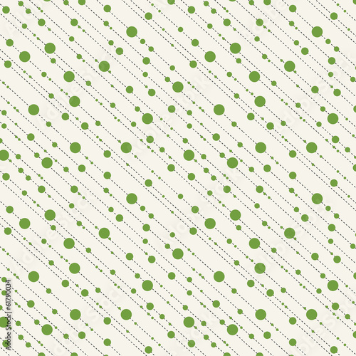 Fototapeta na wymiar Diagonal dots and dashes seamless pattern in green