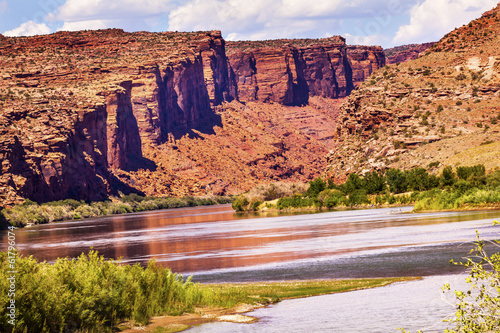 Fotografie, Obraz Colorado River Rock Canyon Reflection Near Arches Moab Utah