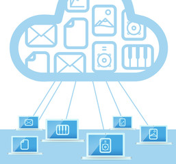 Poster - Modern cloud technology computer network