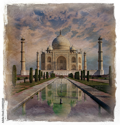 Naklejka samoprzylepna Taj Mahal w agra, india. efekt artystyczny.