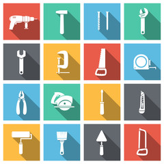 Poster - tools flat icons set