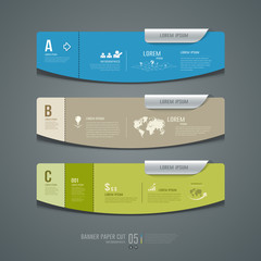 Banner colorful label paper cut for business infographic design