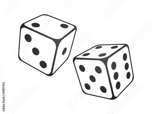 Vector illustration of dice on the white background Poster Mural XXL