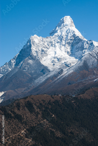 Fotoboard na płycie Mt.ama dablam na trasie do obozu bazowego Everest, Nepal