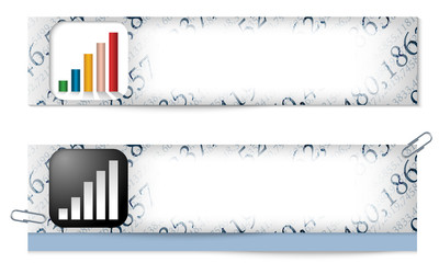 set of two banners with the texture of the numbers and graph