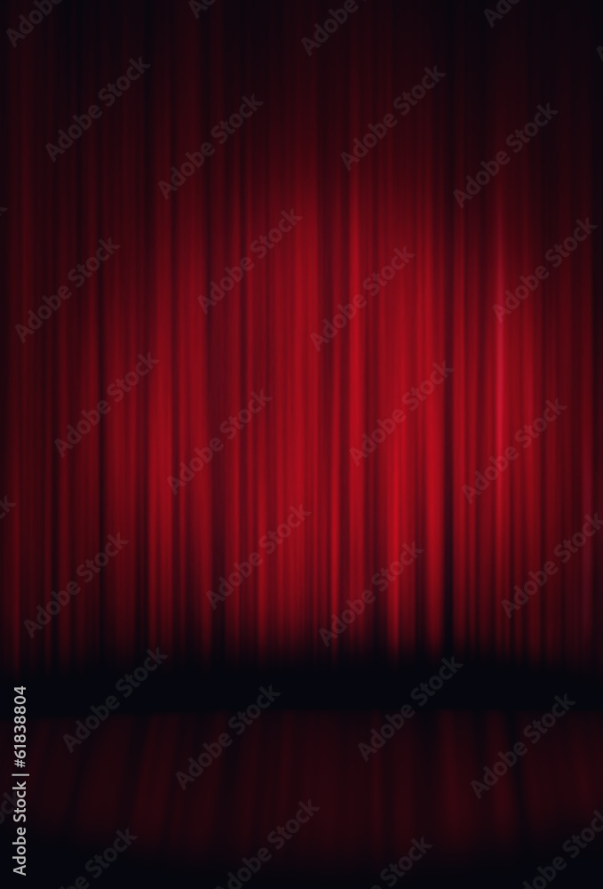 Spotlight on red stage curtain Stock Photo | Adobe Stock