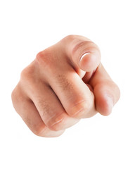 hand pointing at you on white background