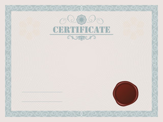 Poster - Certificate blank vector template with wax seal.