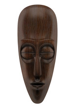 Wooden African Mask Isolated On White Background