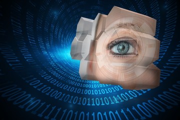 Aufkleber - Composite image of eye interface on abstract screen
