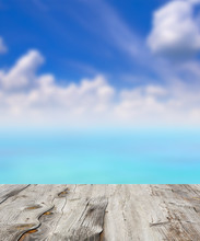 Beauty Seascape Under Blue Clouds Sky.
