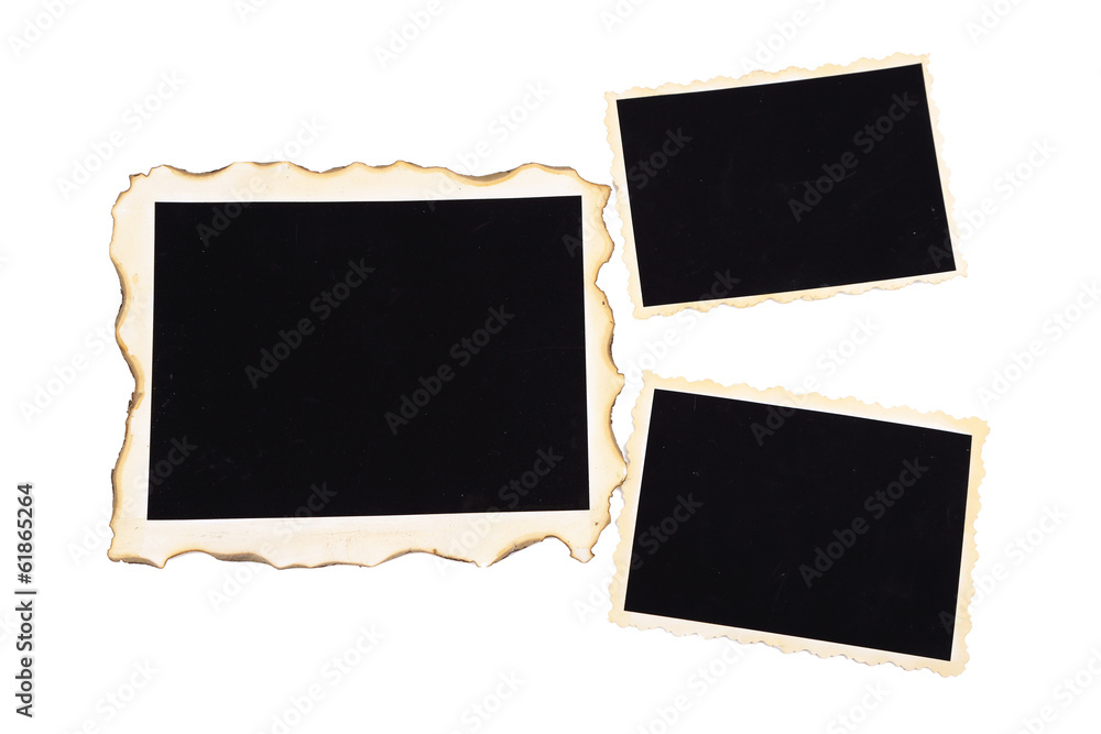 Blank old photos isolated on white