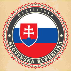 Sticker - Vintage label cards of Slovakia flag.