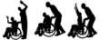 © majivecka - Vector silhouettes of people in a wheelchair.