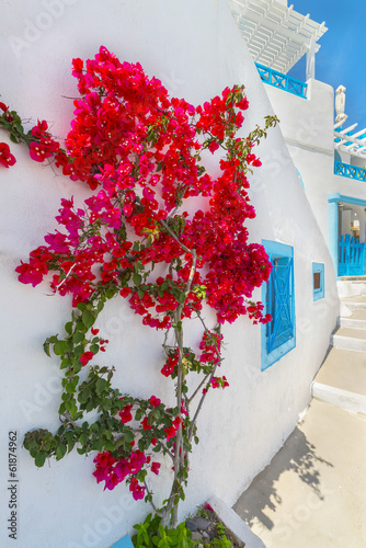 Plakat na papierze fotorealistycznym Grecja santorini wyspa w Cykladach tradycyjny widok kolorowy