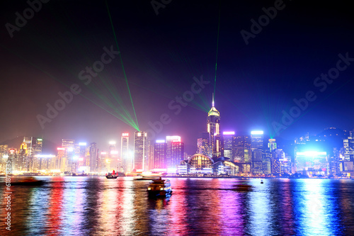 Board z aluminiowym obramowaniem Hongkong skyline i victoria harbour from kowloon