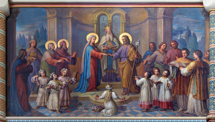 Wall Mural - Vienna - Wedding of Mary and Joseph in Carmelites church