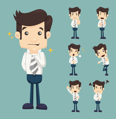 Wall Mural - Set of businessman characters poses