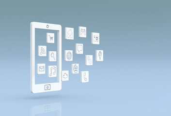 Wall Mural - mobile phone with apps icons