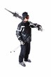 © cirkoglu - One male skier showing how to carry full equipment