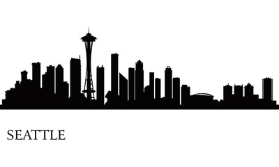 Wall Mural - Seattle city skyline silhouette background
