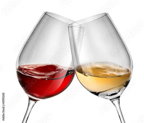 Obraz w ramie Moving wine in two wineglasses