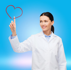 Sticker - smiling female doctor pointing to heart