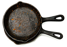 Set Of Two Rusty Cast Iron Skillets
