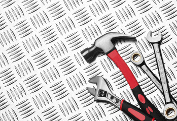 Wall Mural - Many Tools on metal